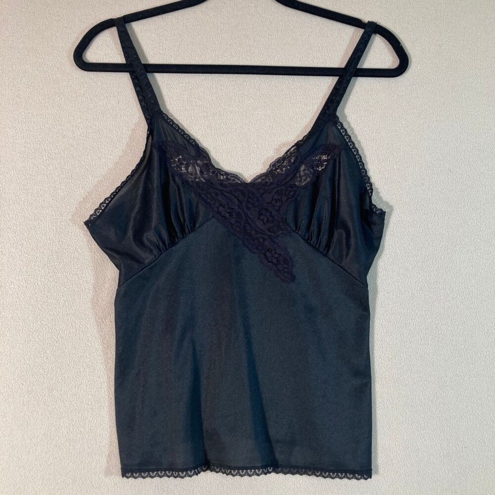 Vintage Aristocraft Babydoll Top Sz 34 Black V-Neck Lace Cami Fairy Grunge‎